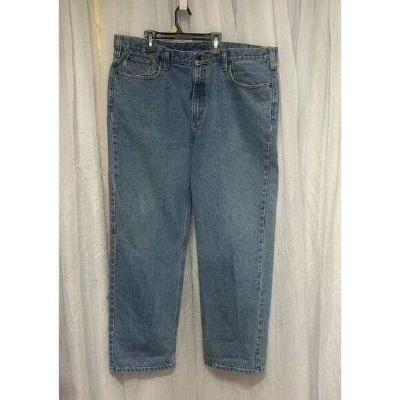 Carhartt Jeans Mens 42x32 (Actual 42x31) Relaxed Fit Tapered Leg Blue Denim - Picture 1 of 8